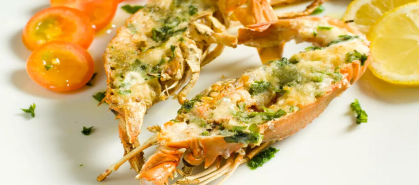 Baked lobster with parsley butter