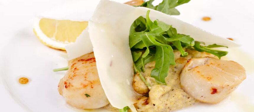 Scallops with celery puree