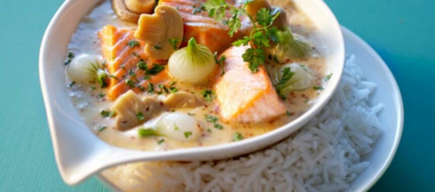 Blanquette of sea trout with mustard