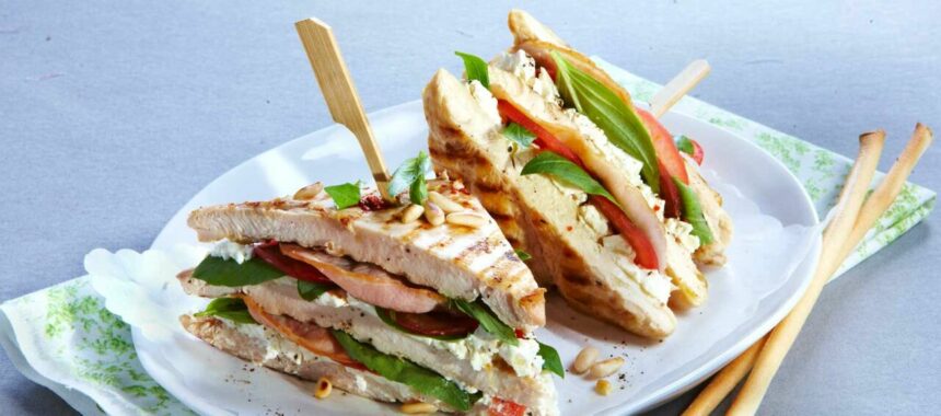 Bacon and Basil Chicken Club Sandwiches