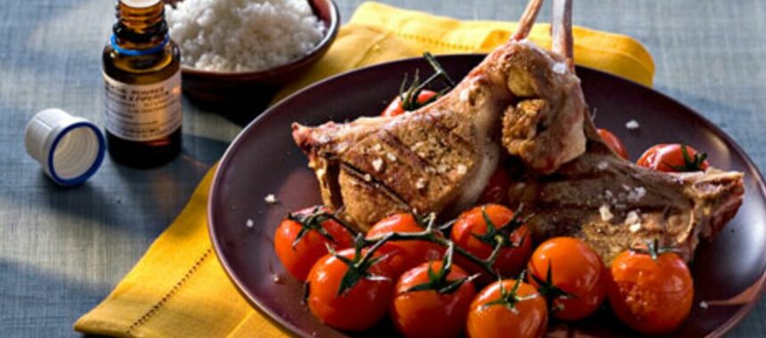 Lamb chops with cherry tomatoes