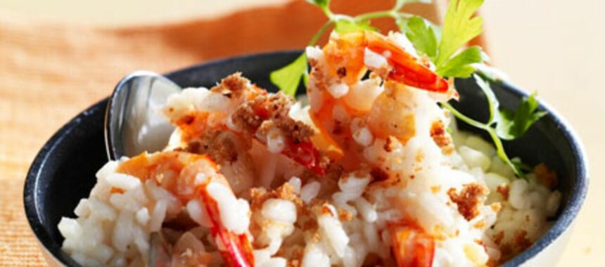 Risotto with prawns and gingerbread