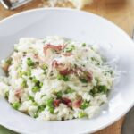 Risotto with peas, ham, pancetta and parmesan