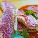 Crispy red mullet with pepper coulis