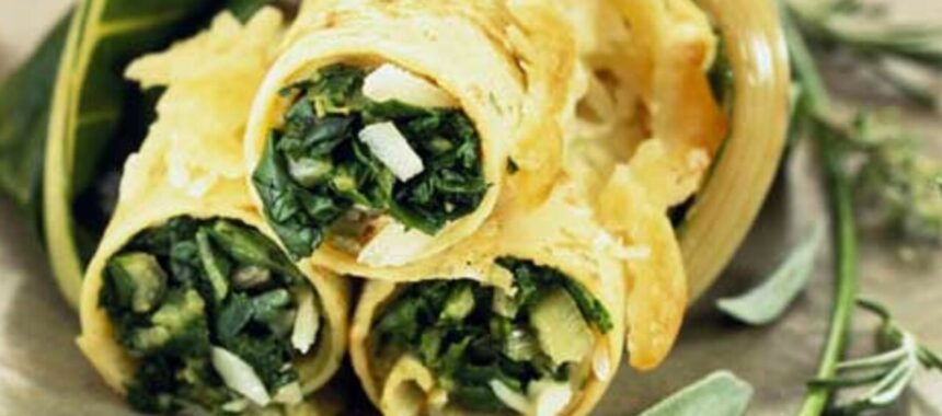White-green pancake rolls