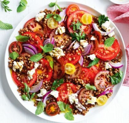 Recette de la salade de tomates mixtes aux lentilles