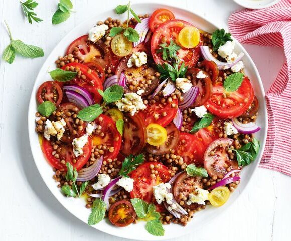 Recette de la salade de tomates mixtes aux lentilles