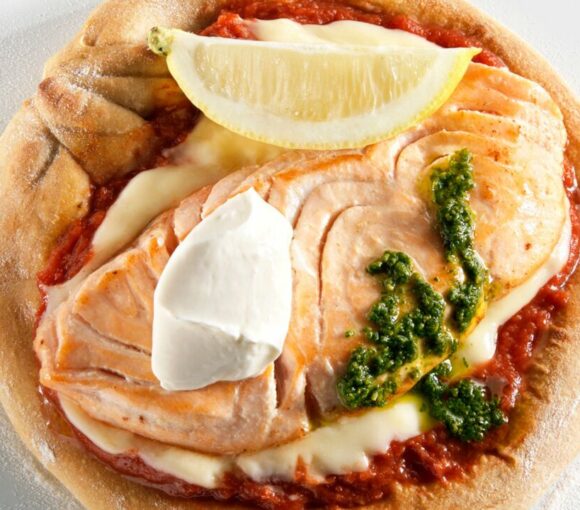 Pizza saumon frais