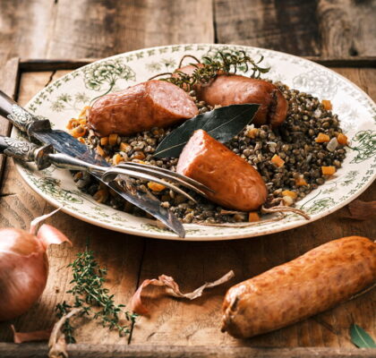 Sausages with Lentils